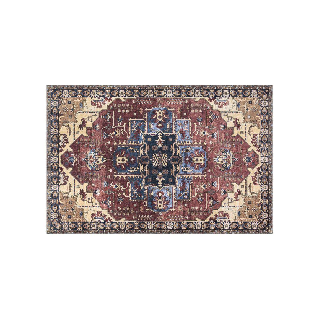 Machine Washable Burgundy Area Rug, Eco-friendly - SAP-P1128-MUL-3X5-5.1.1 - Arconiz