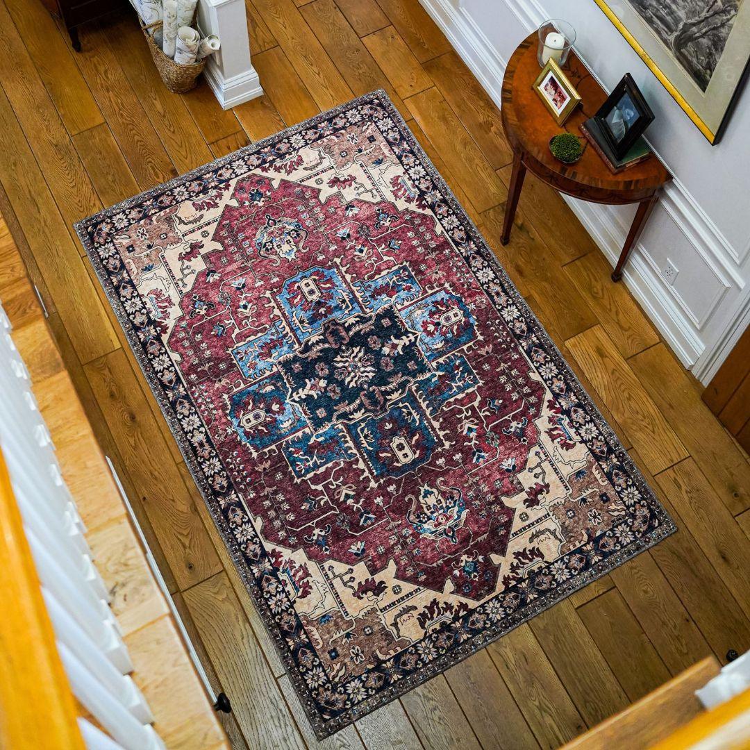 Machine Washable Burgundy Area Rug, Eco-friendly - SAP-P1128-MUL-2X3-5.1.1 - Arconiz