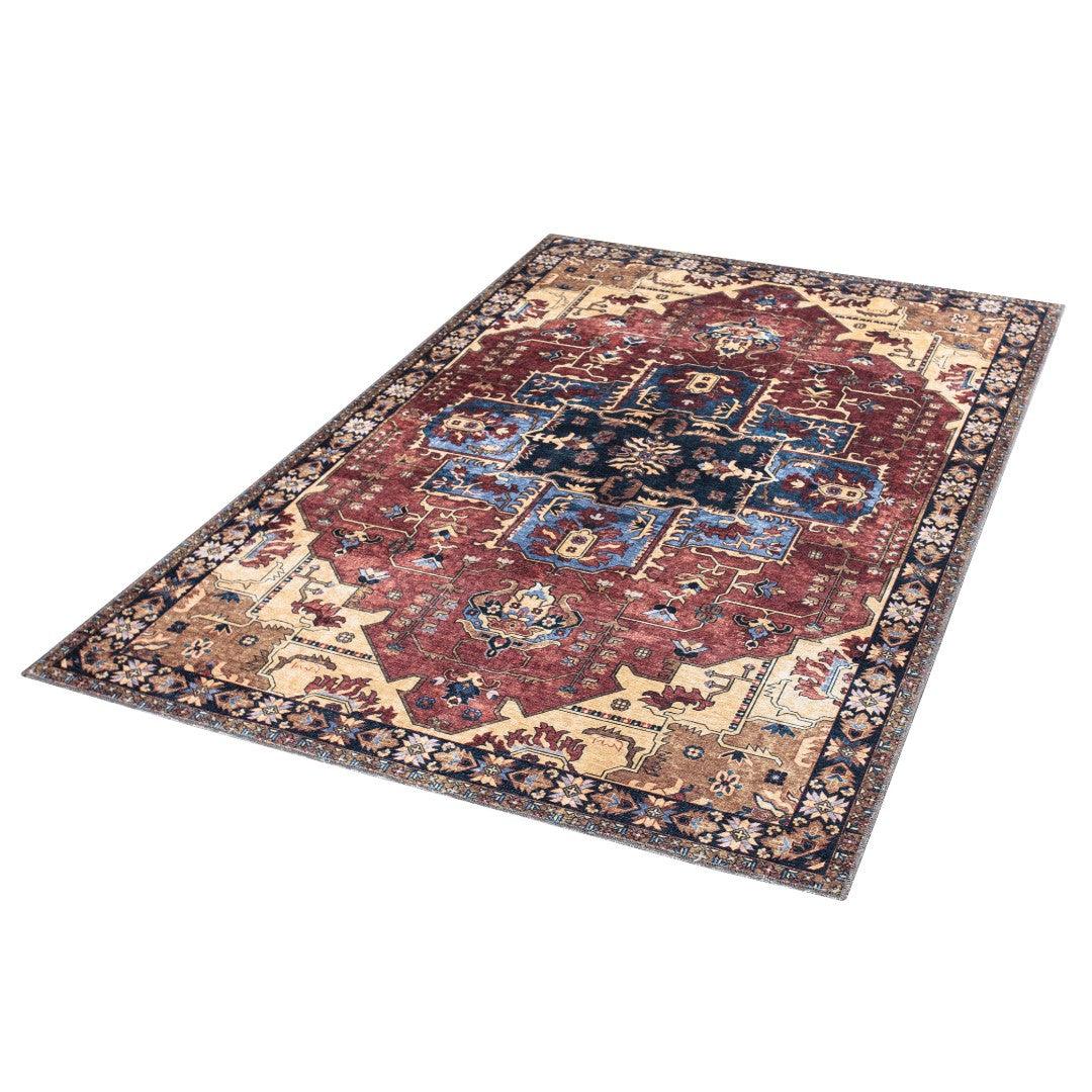 Machine Washable Burgundy Area Rug, Eco-friendly - SAP-P1128-MUL-2X3-5.1.1 - Arconiz