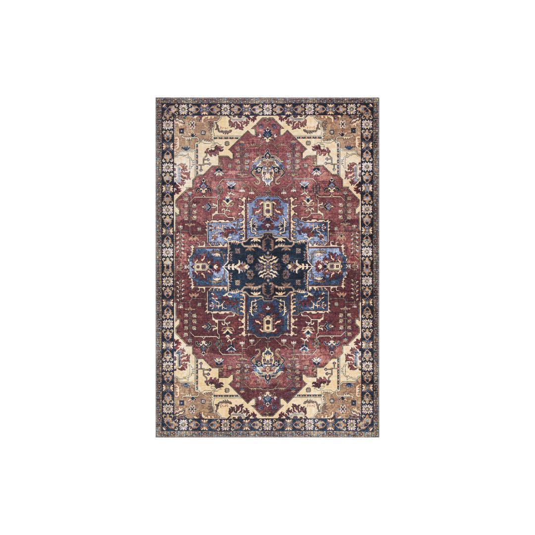 Machine Washable Burgundy Area Rug, Eco-friendly - SAP-P1128-MUL-5X7-5.1.1 - Arconiz