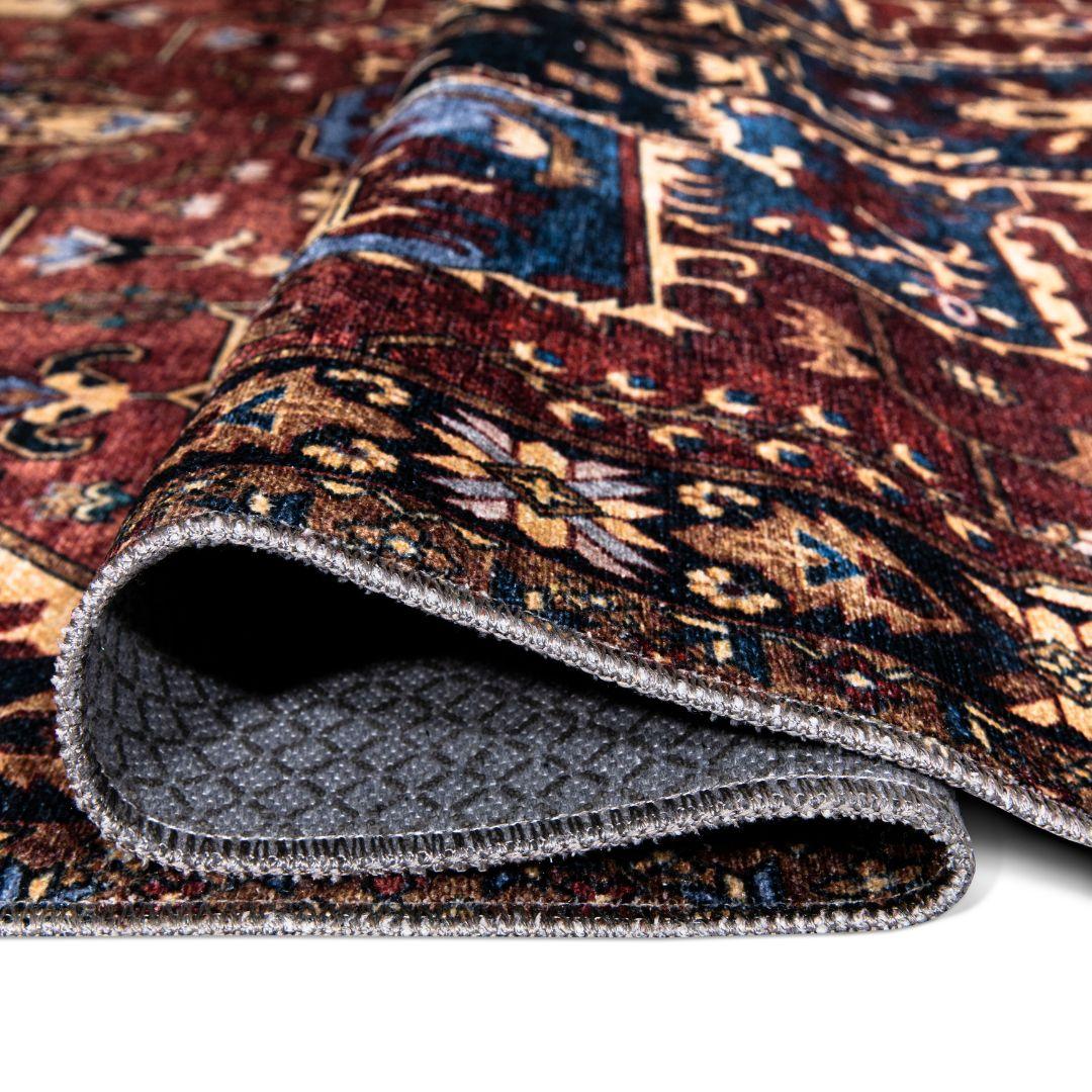 Machine Washable Burgundy Area Rug, Eco-friendly - SAP-P1128-MUL-2X3-5.1.1 - Arconiz