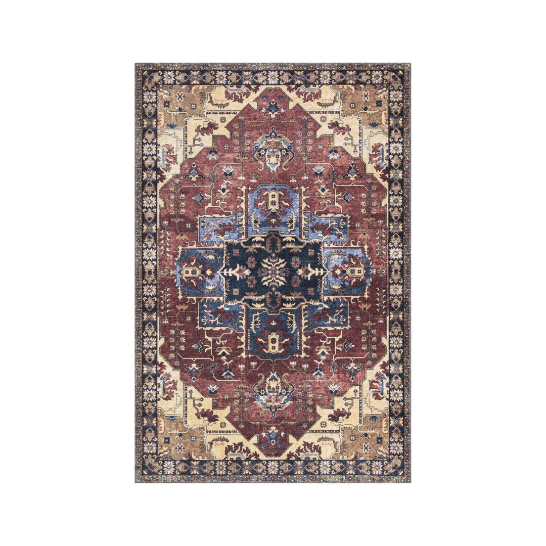 Machine Washable Burgundy Area Rug, Eco-friendly - SAP-P1128-MUL-8X10-5.1.1 - Arconiz