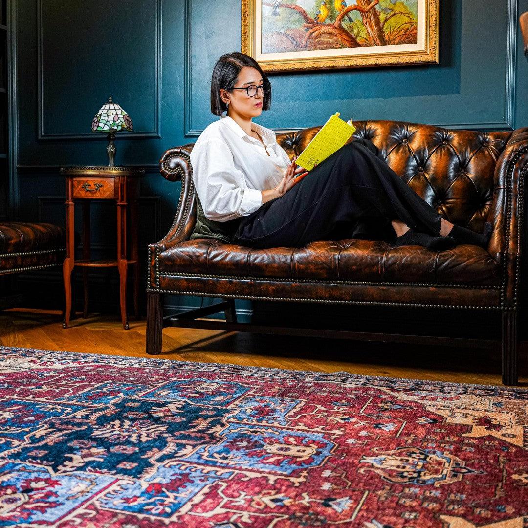 Machine Washable Burgundy Area Rug, Eco-friendly - SAP-P1128-MUL-2X3-5.1.1 - Arconiz