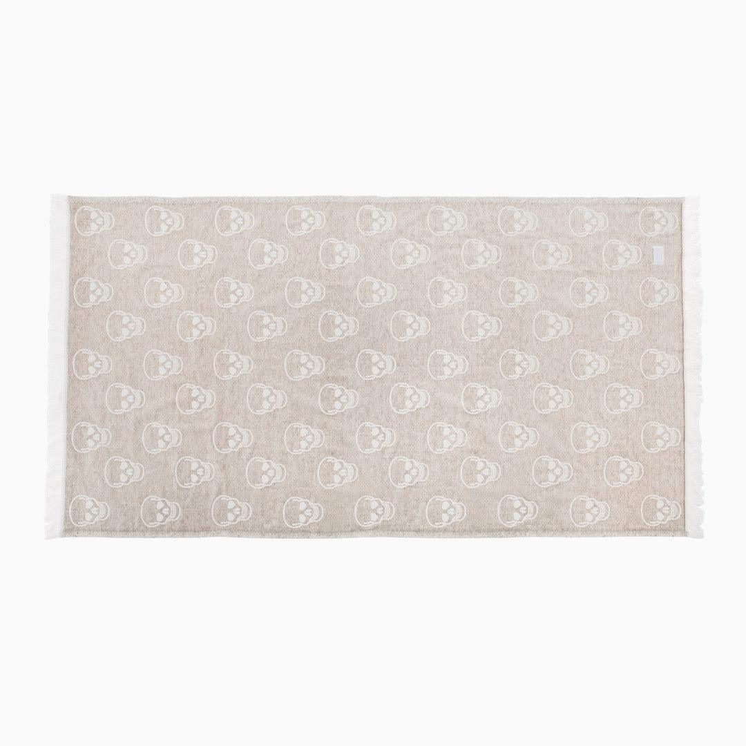 Luxurious Turkish Cotton Beach Towel - Skull Design Beige - YO-H092-VKMG - Arconiz