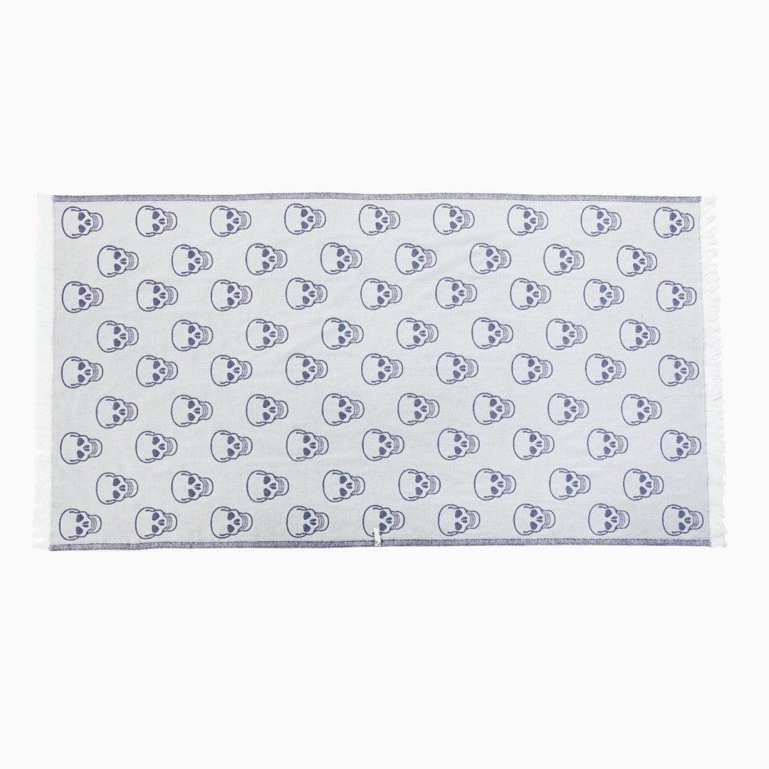 Luxurious Turkish Cotton Beach Towel - Skull Design Blue - E5-HLIN-9008 - Arconiz
