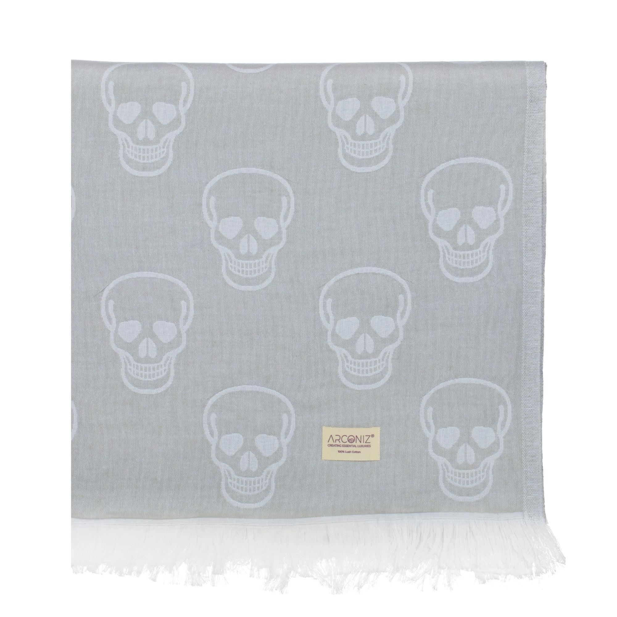 Luxurious Turkish Cotton Beach Towel - Skull Design Grey - I7-C57I-XH6B - Arconiz