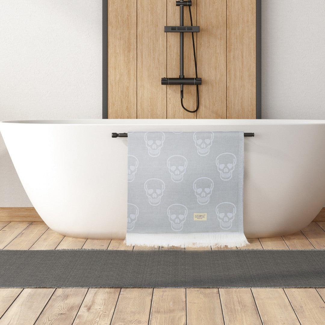 Luxurious Turkish Cotton Beach Towel - Skull Design Grey - I7-C57I-XH6B - Arconiz