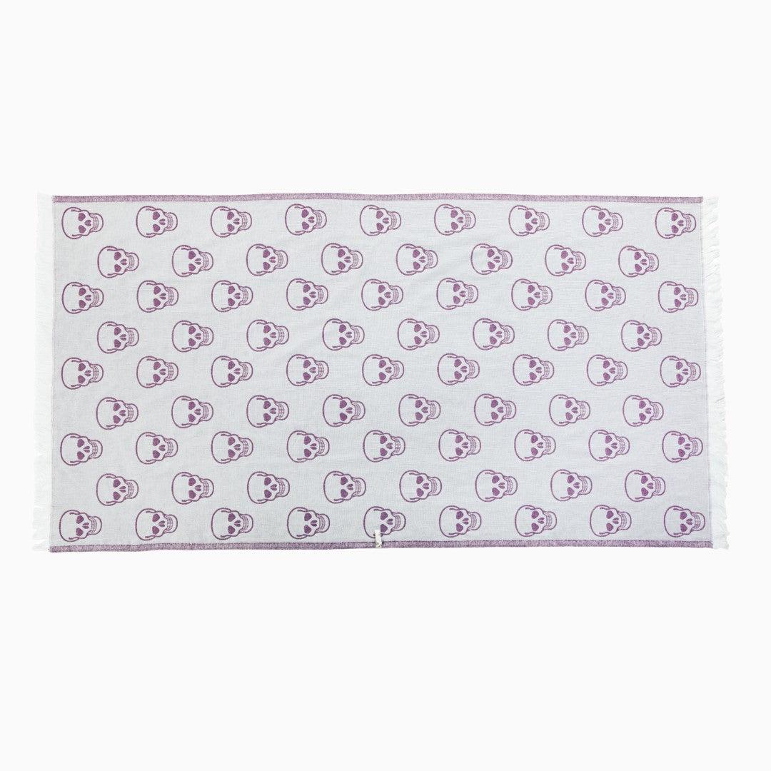 Luxurious Turkish Cotton Beach Towel - Skull Design Lilac - BL-QS7D-COQM - Arconiz