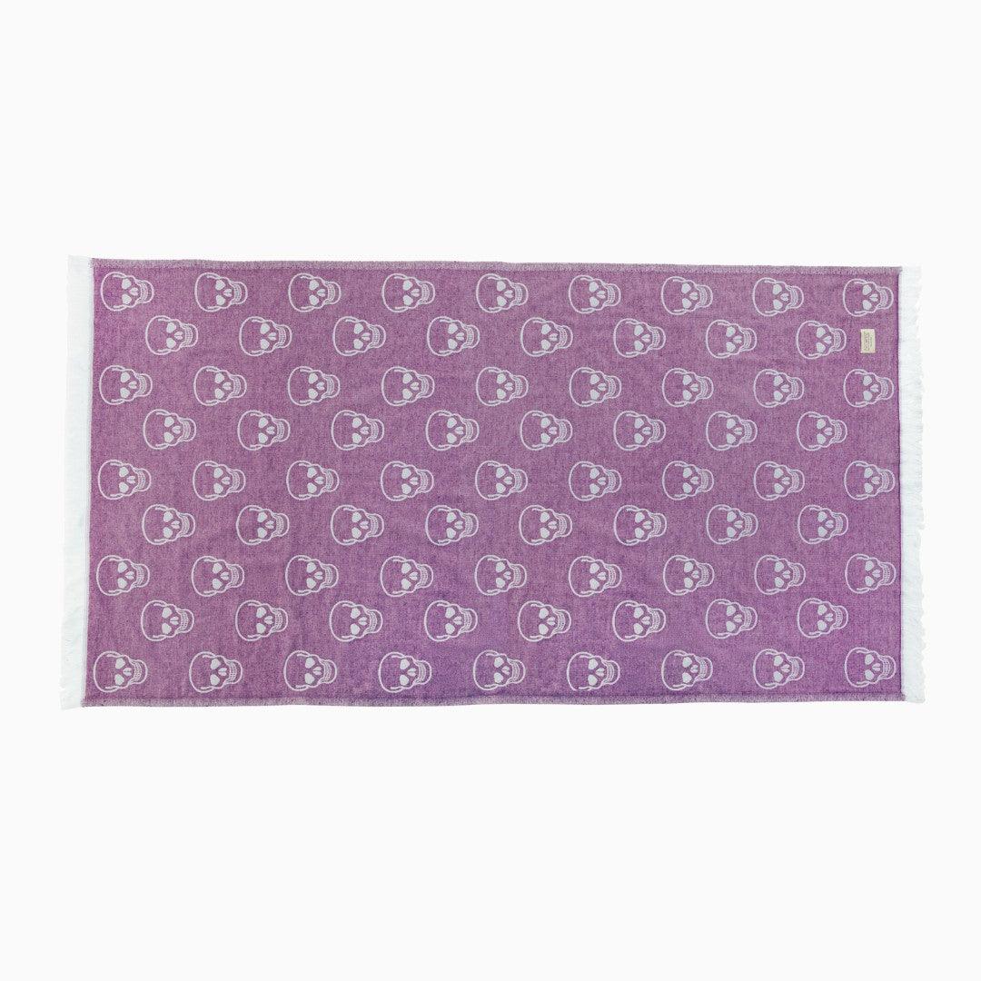 Luxurious Turkish Cotton Beach Towel - Skull Design Lilac - BL-QS7D-COQM - Arconiz