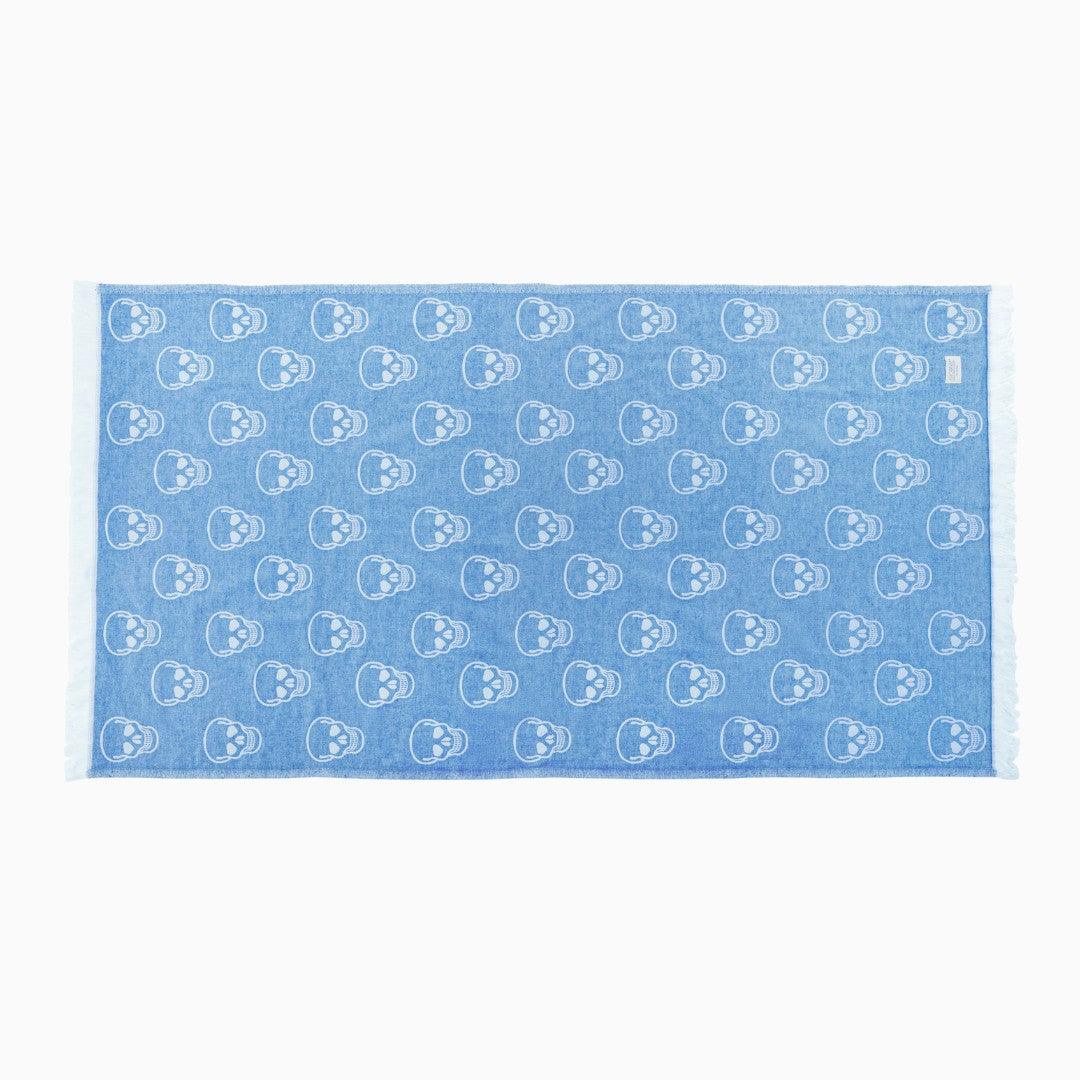 Luxurious Turkish Cotton Beach Towel - Skull Design Light Blue - B9-ZIGH-EWMD - Arconiz