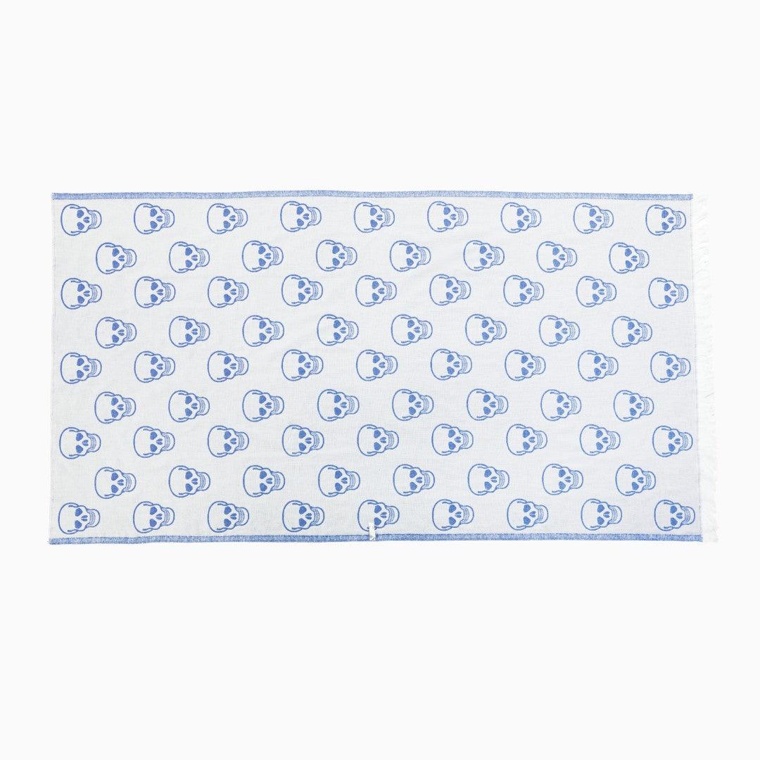 Luxurious Turkish Cotton Beach Towel - Skull Design Light Blue - B9-ZIGH-EWMD - Arconiz