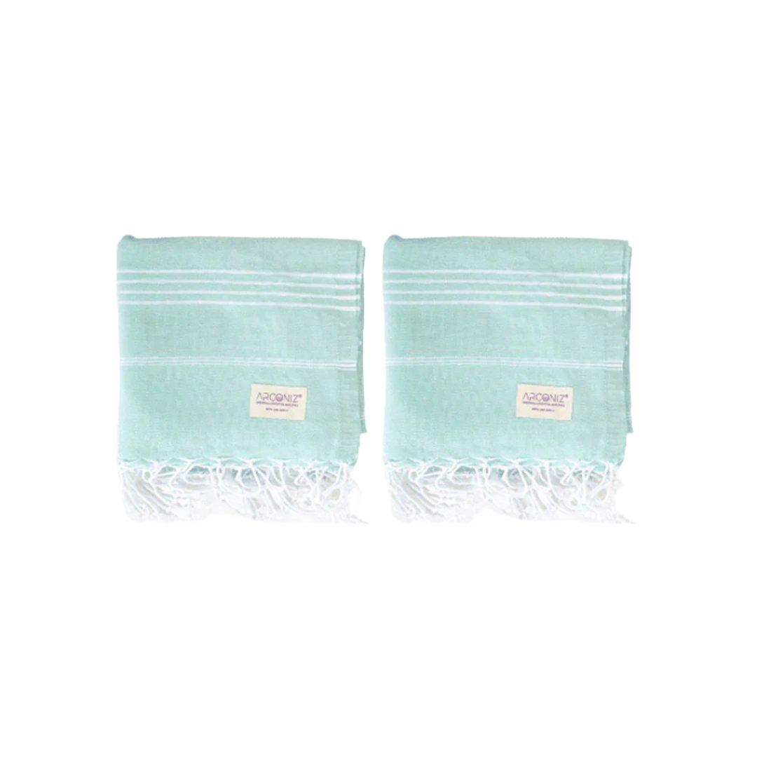 Luxurious Turkish Cotton Beach Towel Set (2 Pack) Aqua - Sul-Pest-285-95175-2S-Aqua - Arconiz
