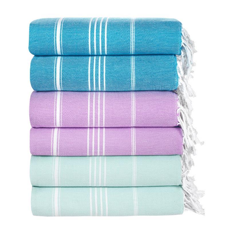 Premium Turkish Cotton Beach Towel Sultan ( Set of 6 Piece ) Aqua - Turquoise - Purple - Sul-Pest-285-95175-6S-AQ-TQ-LL - Arconiz