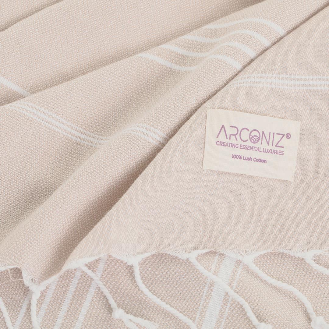 Luxurious Turkish Cotton Beach Towel Beige - 5G-0O87-9UFH - Arconiz