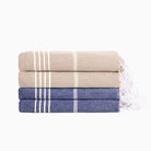 Premium Turkish Cotton Beach Towel Sultan ( Set of 4 Piece ) Blue - Beige - Sul-Pest-285-95175-4S-BL-BG - Arconiz