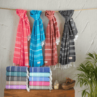 Premium Turkish Cotton Beach Towel Sultan ( Set of 4 Piece ) Blue - Beige - Sul-Pest-285-95175-4S-BL-BG - Arconiz