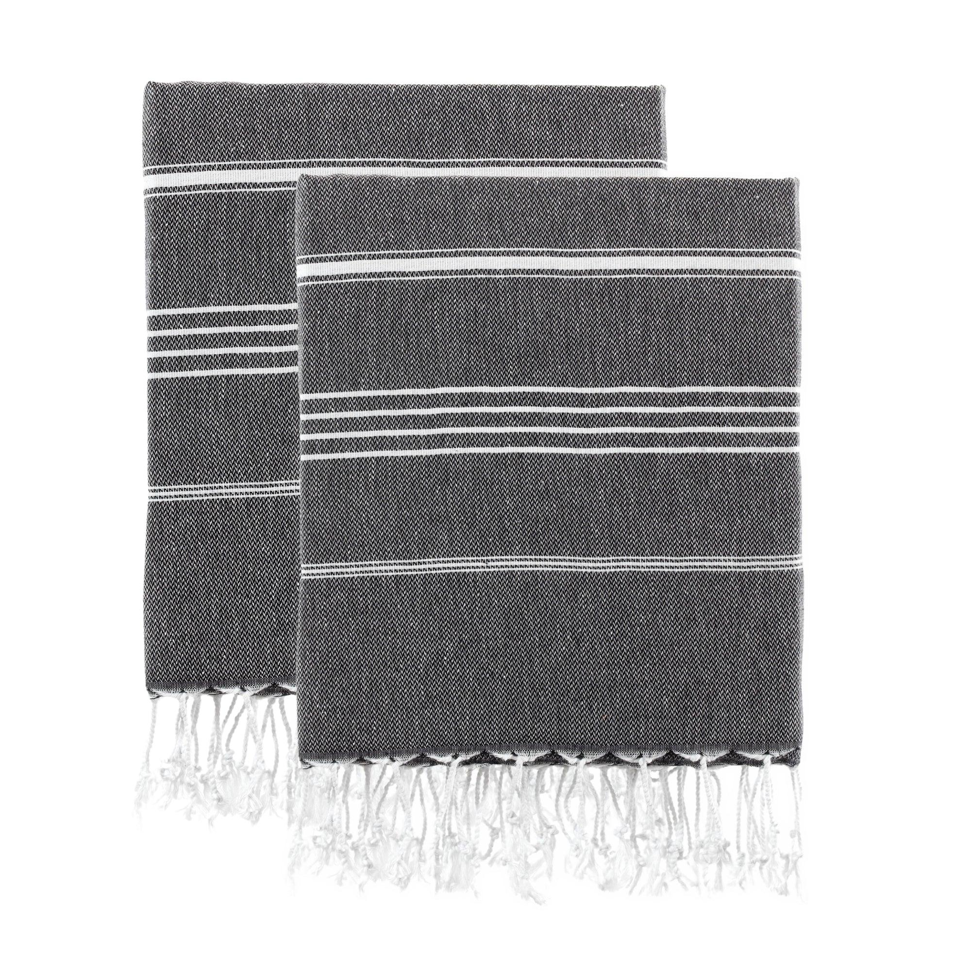 Luxurious Turkish Cotton Beach Towel Set (2 Pack) Black - Sul-Pest-285-95175-2S-Black - Arconiz
