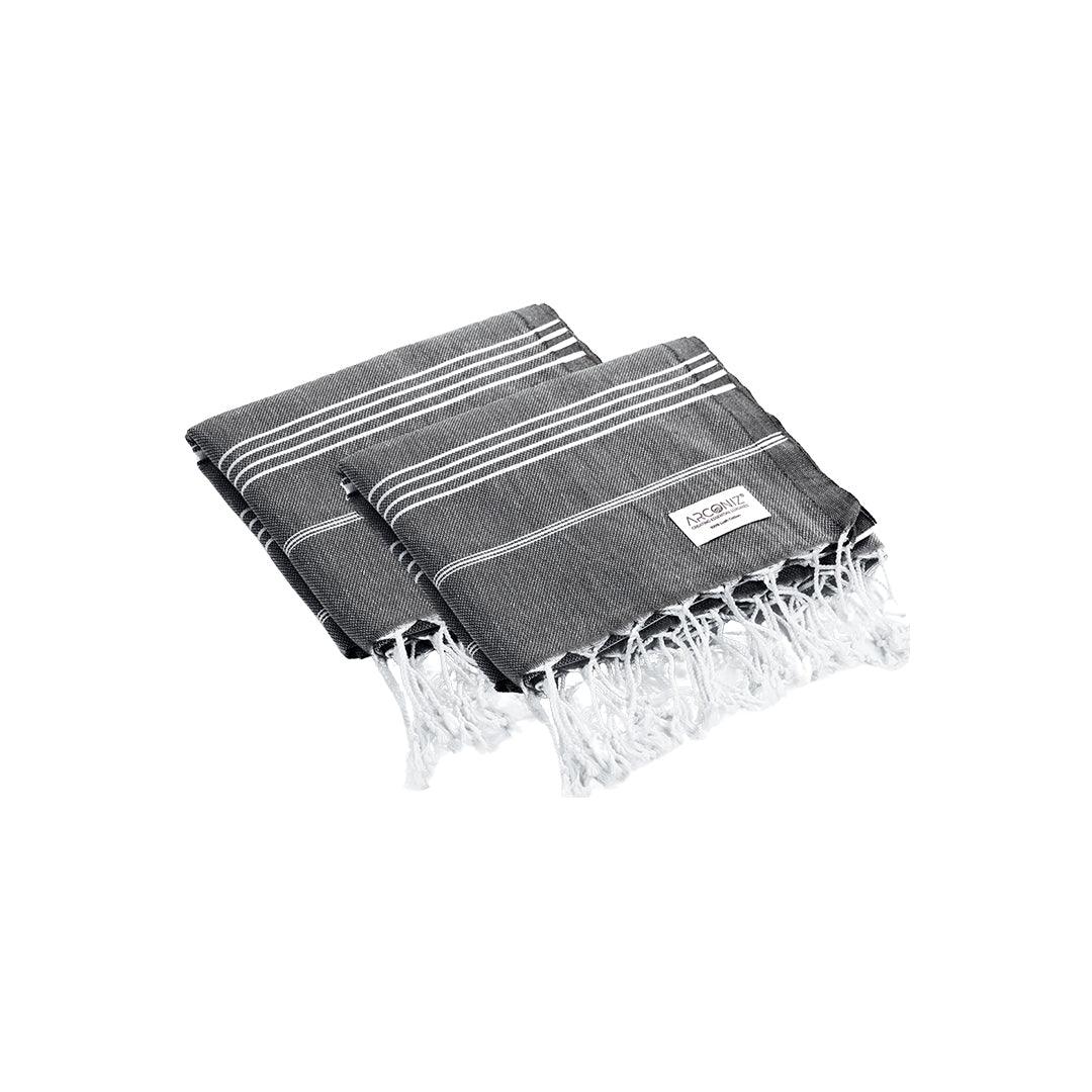 Luxurious Turkish Cotton Beach Towel Set (2 Pack) Black - Sul-Pest-285-95175-2S-Black - Arconiz