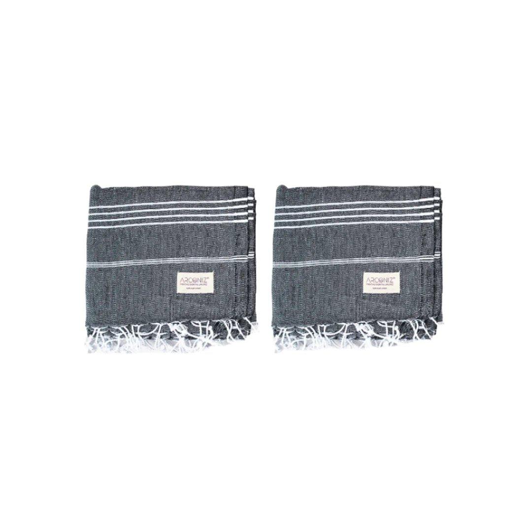 Luxurious Turkish Cotton Beach Towel Set (2 Pack) Black - Sul-Pest-285-95175-2S-Black - Arconiz