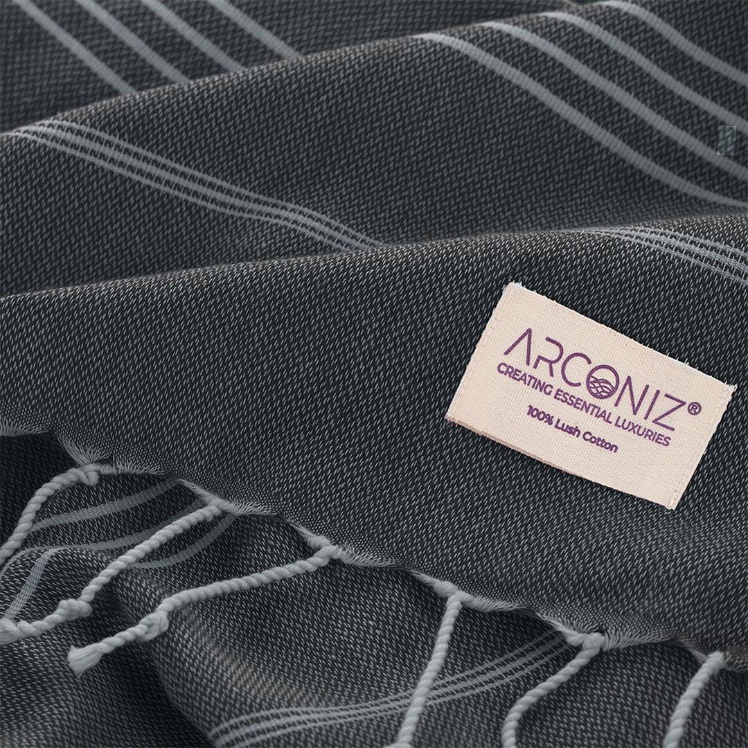 Luxurious Turkish Cotton Beach Towel Set (2 Pack) Black - Sul-Pest-285-95175-2S-Black - Arconiz