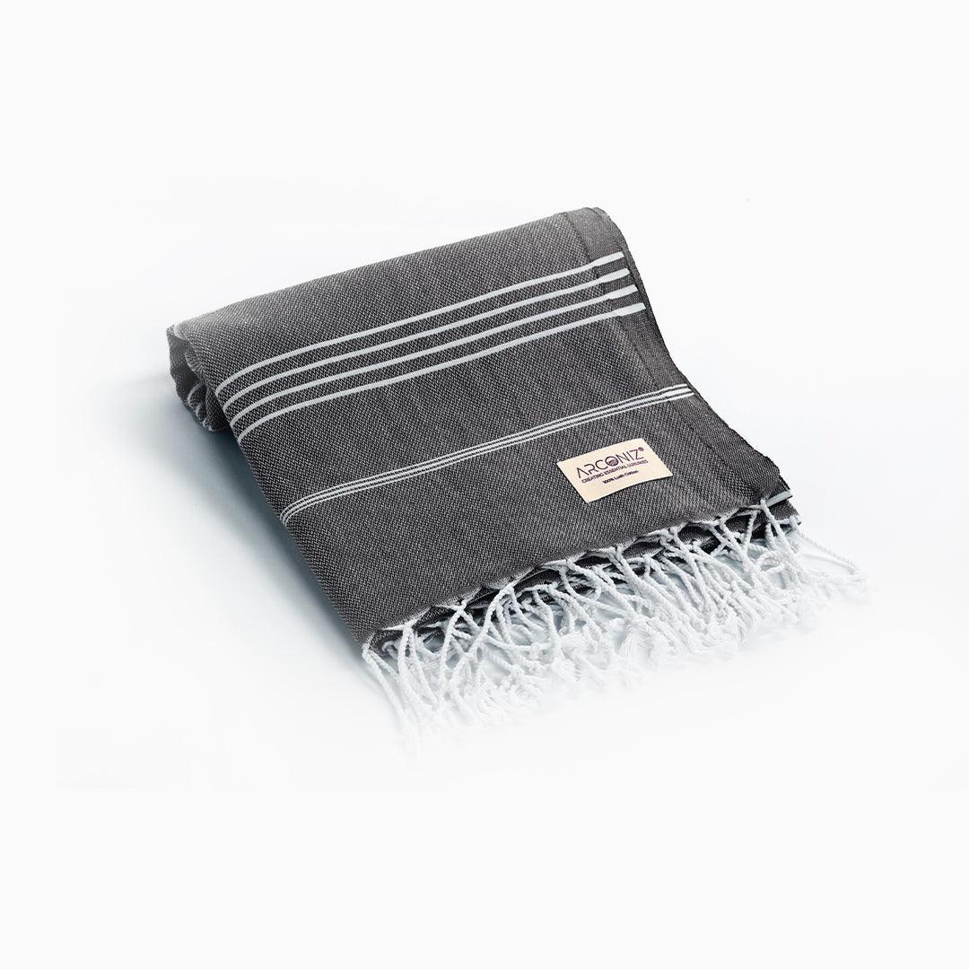 Luxurious Turkish Cotton Beach Towel Black - LR-X5KH-PIR4 - Arconiz