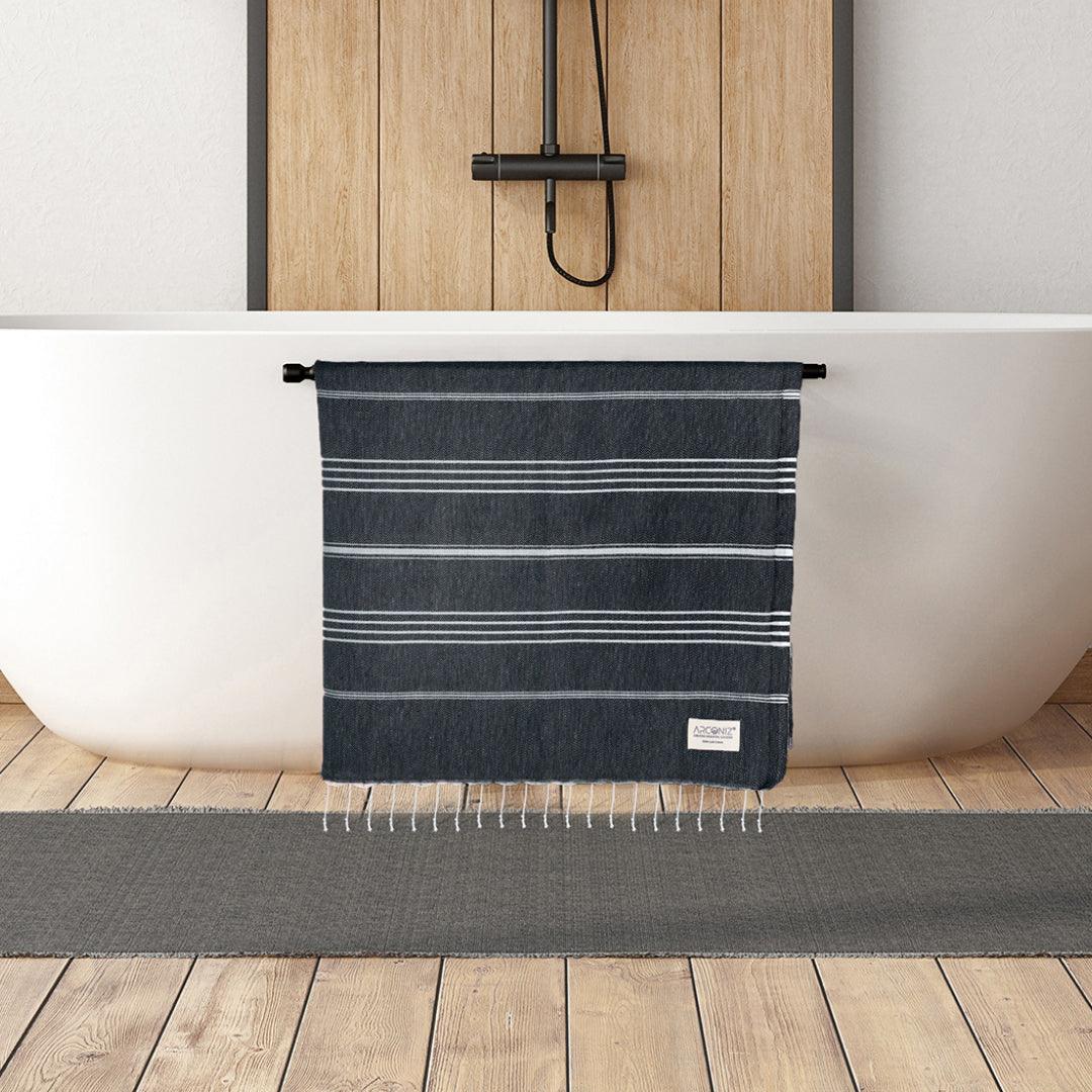 Luxurious Turkish Cotton Beach Towel Black - LR-X5KH-PIR4 - Arconiz