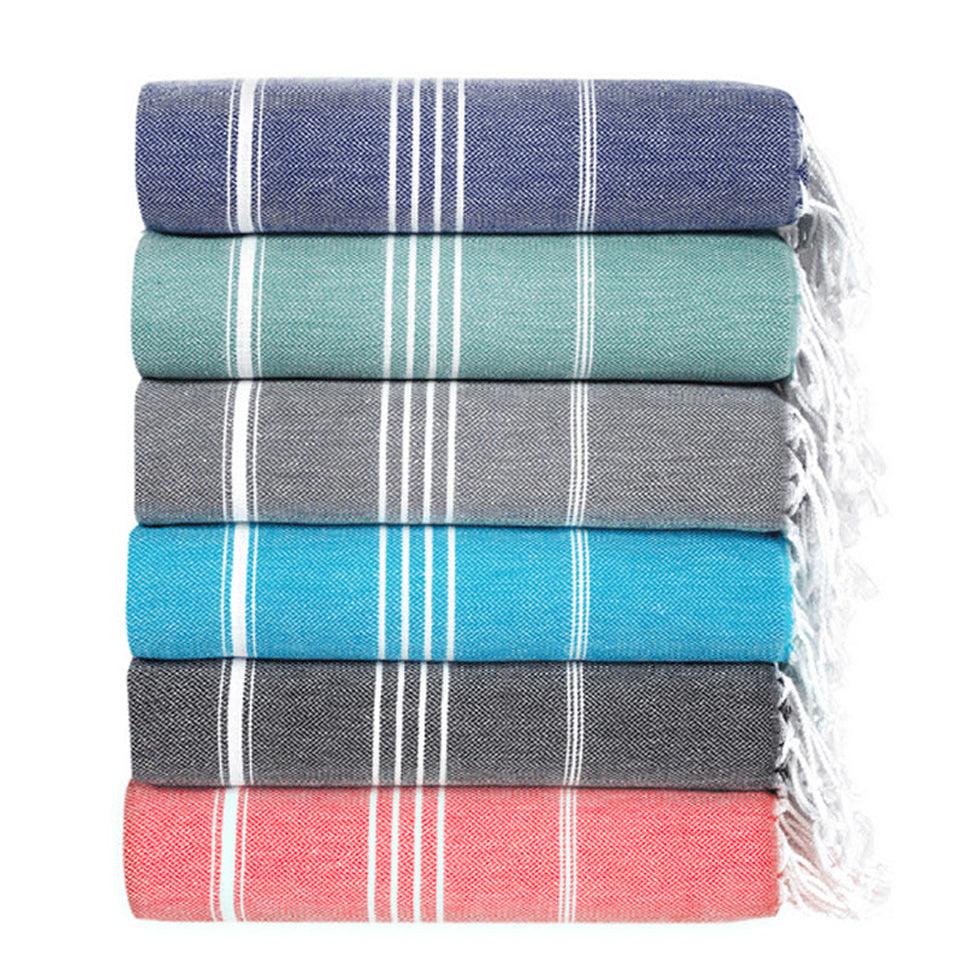 Premium Turkish Cotton Beach Towel Sultan ( Set of 6 Piece ) Blue - Black - Grey - Turquoise - Teal - Terracotta - Sul-Pest-285-95175-6S-BBKDGTQTTC - Arconiz