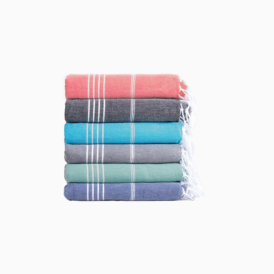 Premium Turkish Cotton Beach Towel Sultan ( Set of 6 Piece ) Blue - Black - Grey - Turquoise - Teal - Terracotta - Sul-Pest-285-95175-6S-BBKDGTQTTC - Arconiz