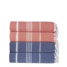 Premium Turkish Cotton Beach Towel Sultan ( Set of 4 Piece ) Dark Coral - Blue - Sul-Pest-285-95175-4S-DC-BL - Arconiz