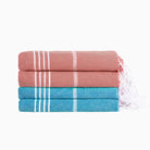 Premium Turkish Cotton Beach Towel Sultan ( Set of 4 Piece ) Light Blue - Pink - Sul-Pest-285-95175-4S-LB-PN - Arconiz