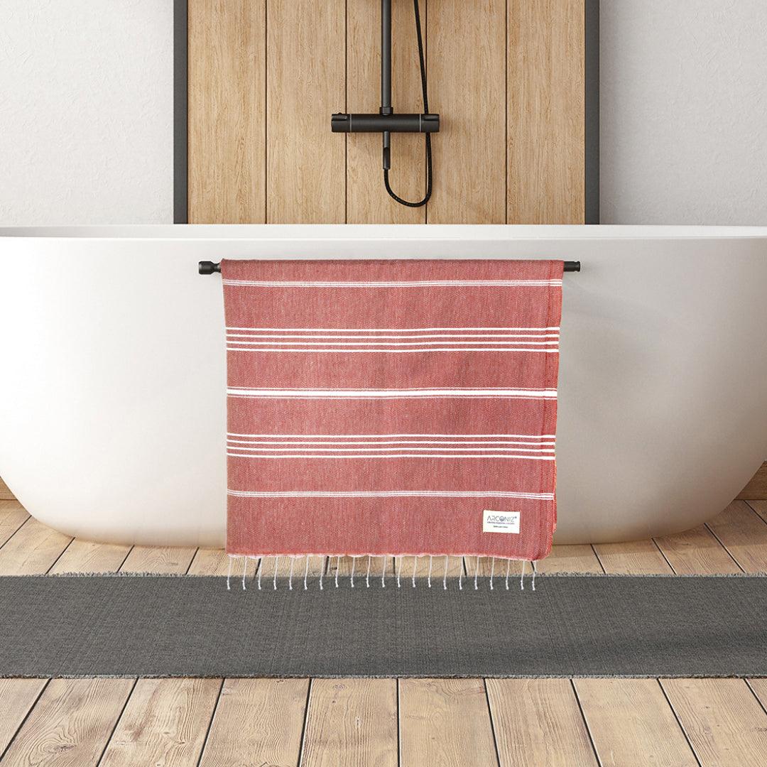 Luxurious Turkish Cotton Beach Towel Set (2 Pack) Dark Coral - Sul-Pest-285-95175-2S-Dcora - Arconiz