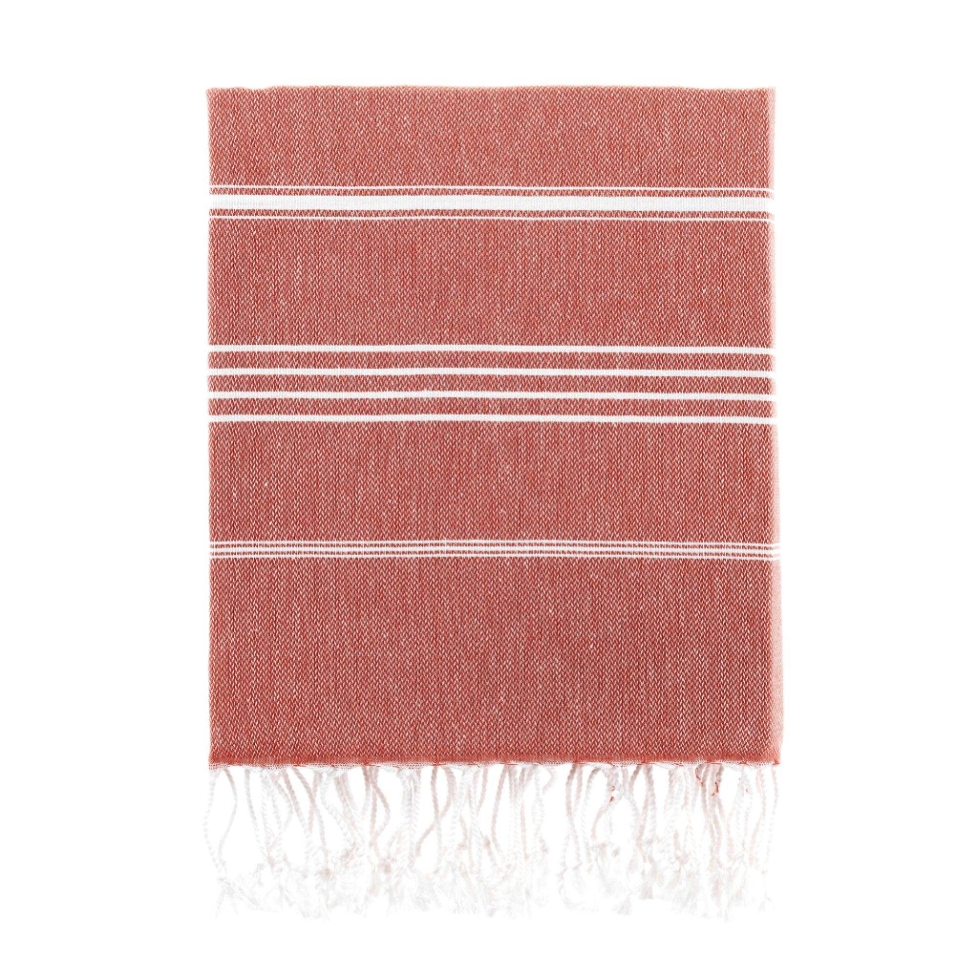 Luxurious Turkish Cotton Beach Towel Dark Coral - F8-PDBX-HRRQ - Arconiz