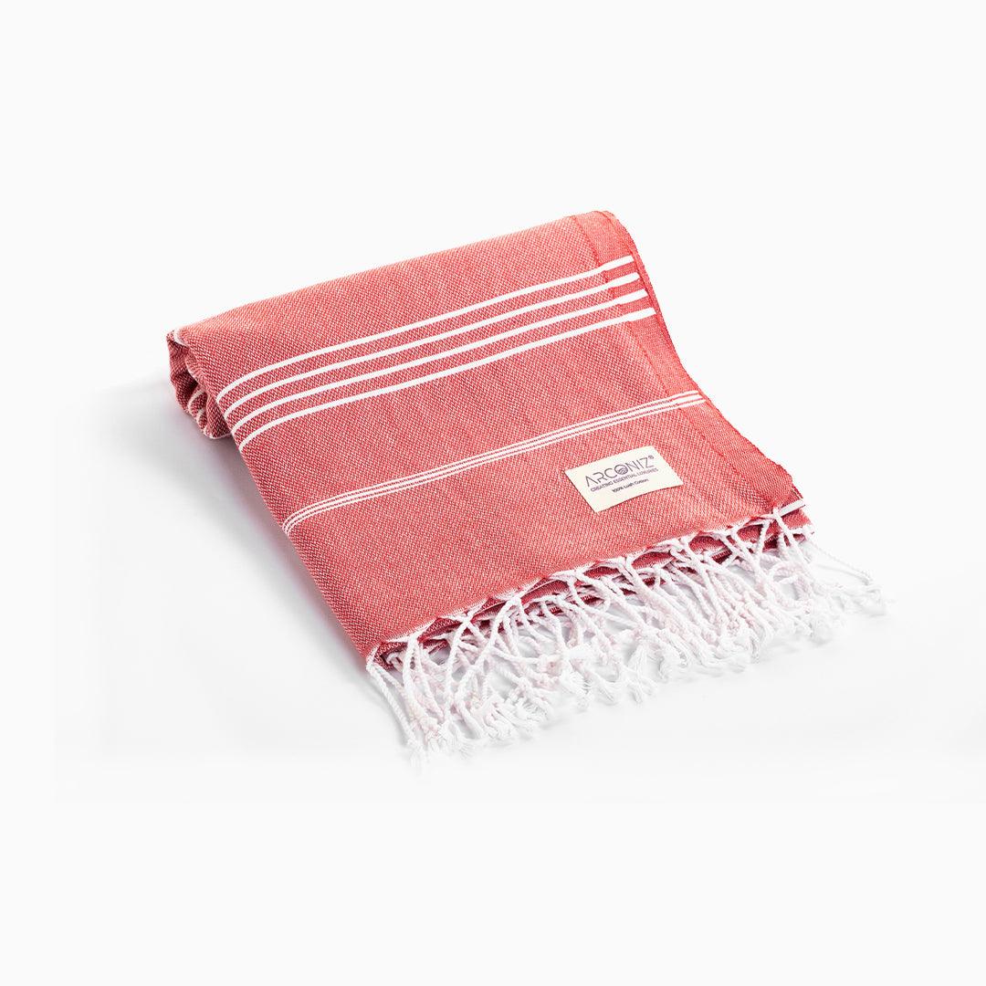 Luxurious Turkish Cotton Beach Towel Dark Coral - F8-PDBX-HRRQ - Arconiz