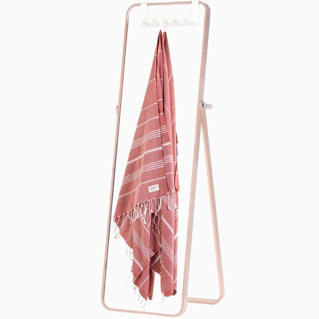Luxurious Turkish Cotton Beach Towel Dark Coral - F8-PDBX-HRRQ - Arconiz