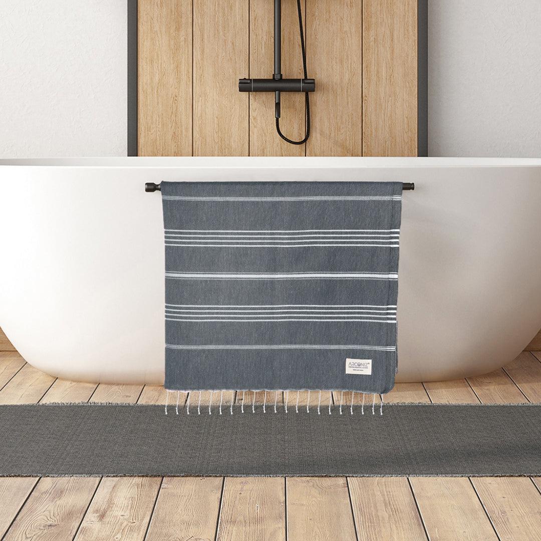 Luxurious Turkish Cotton Beach Towel Set (2 Pack) Dark Grey - Sul-Pest-285-95175-2S-DGrey - Arconiz