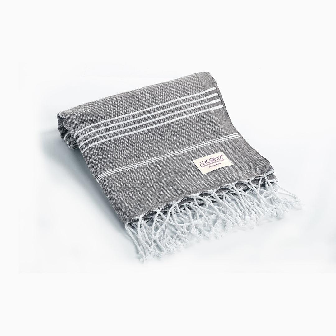 Luxurious Turkish Cotton Beach Towel Dark Grey - CF-U6DG-XGOE - Arconiz