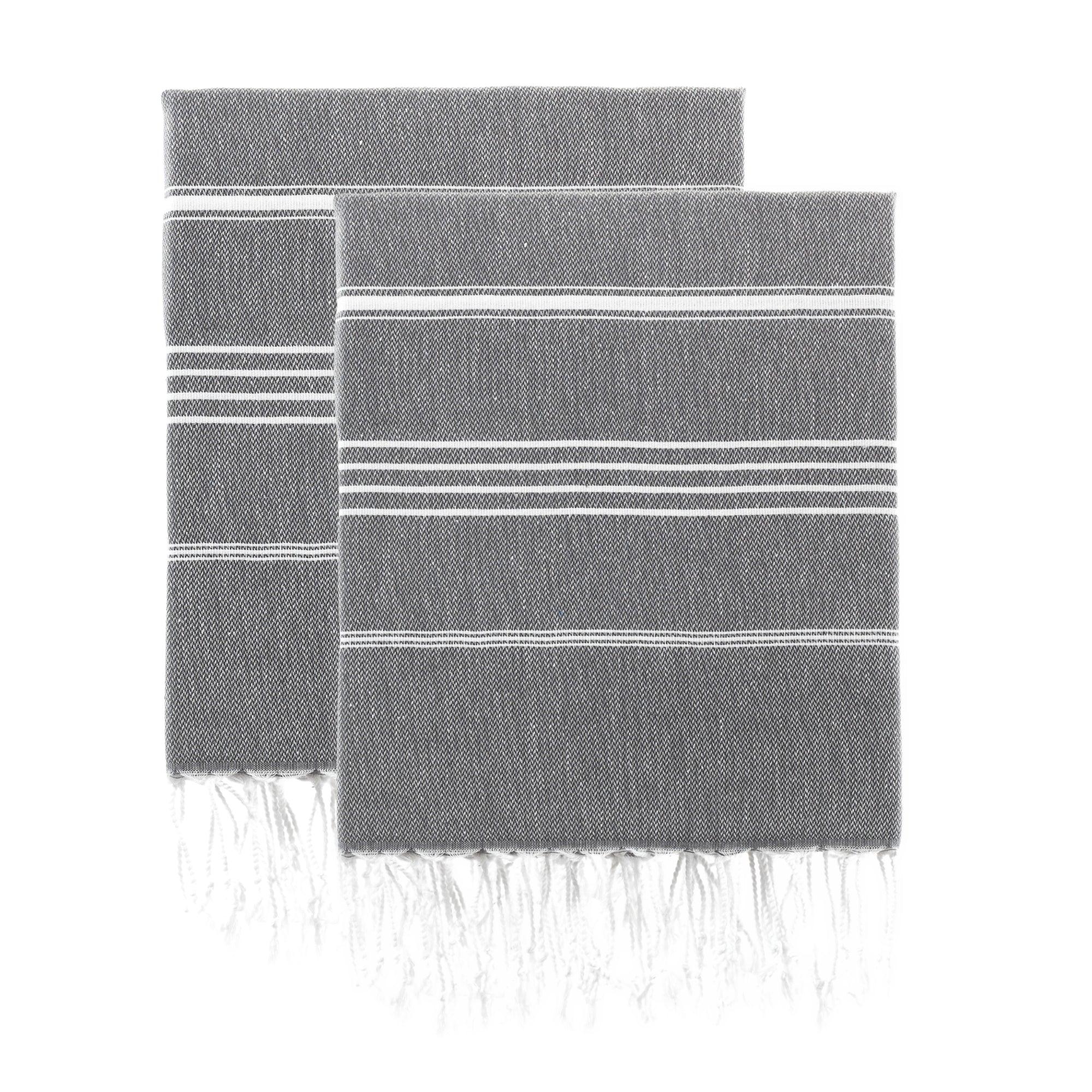 Luxurious Turkish Cotton Beach Towel Set (2 Pack) Dark Grey - Sul-Pest-285-95175-2S-DGrey - Arconiz