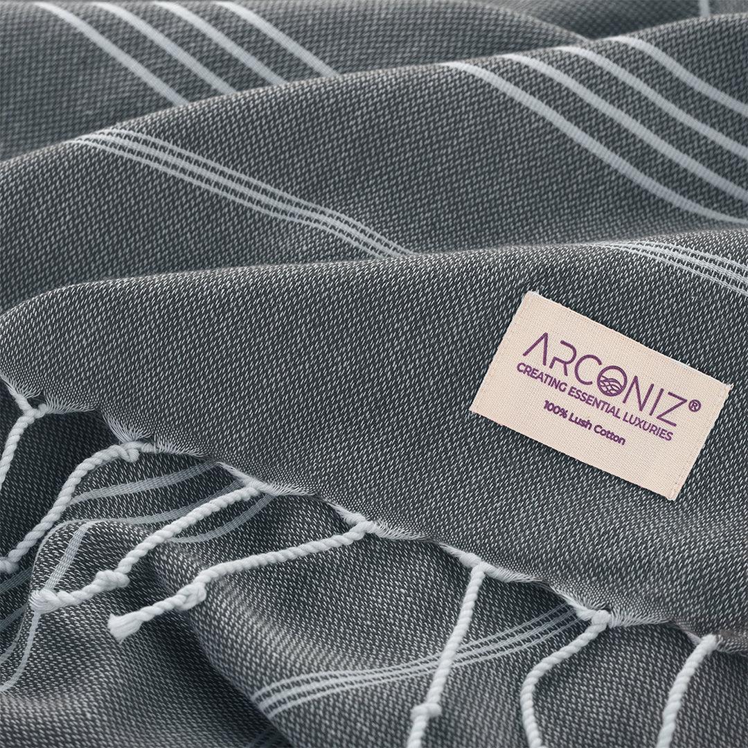 Luxurious Turkish Cotton Beach Towel Set (2 Pack) Dark Grey - Sul-Pest-285-95175-2S-DGrey - Arconiz
