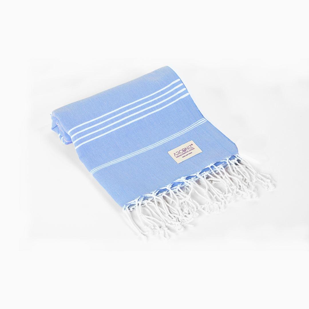 Luxurious Turkish Cotton Beach Towel Air Blue - XO-OWBM-NNNT - Arconiz