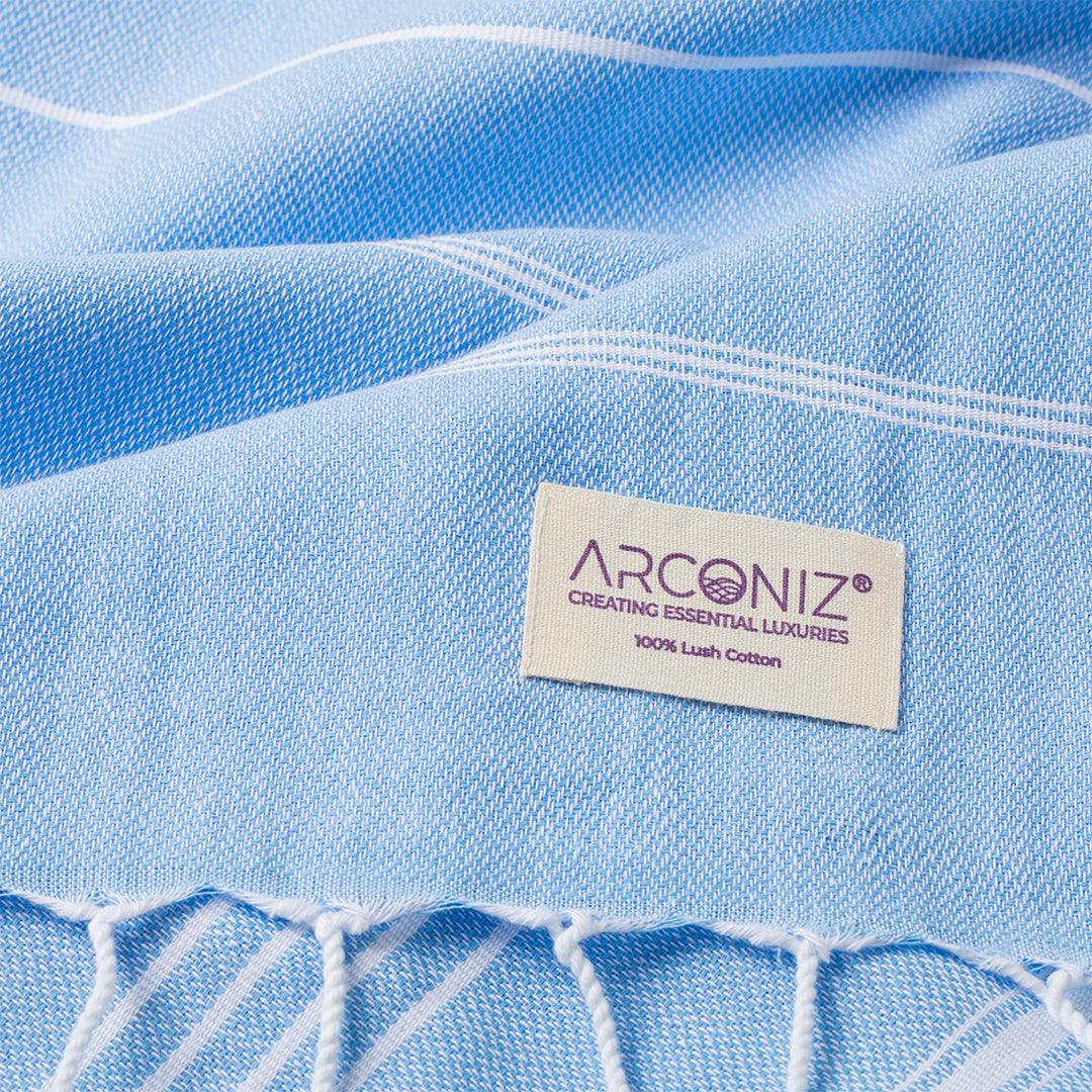 Luxurious Turkish Cotton Beach Towel Air Blue - XO-OWBM-NNNT - Arconiz