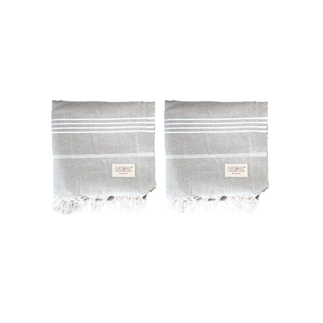Luxurious Turkish Cotton Beach Towel Set (2 Pack) Light Grey - Sul-Pest-285-95175-2S-LGrey - Arconiz