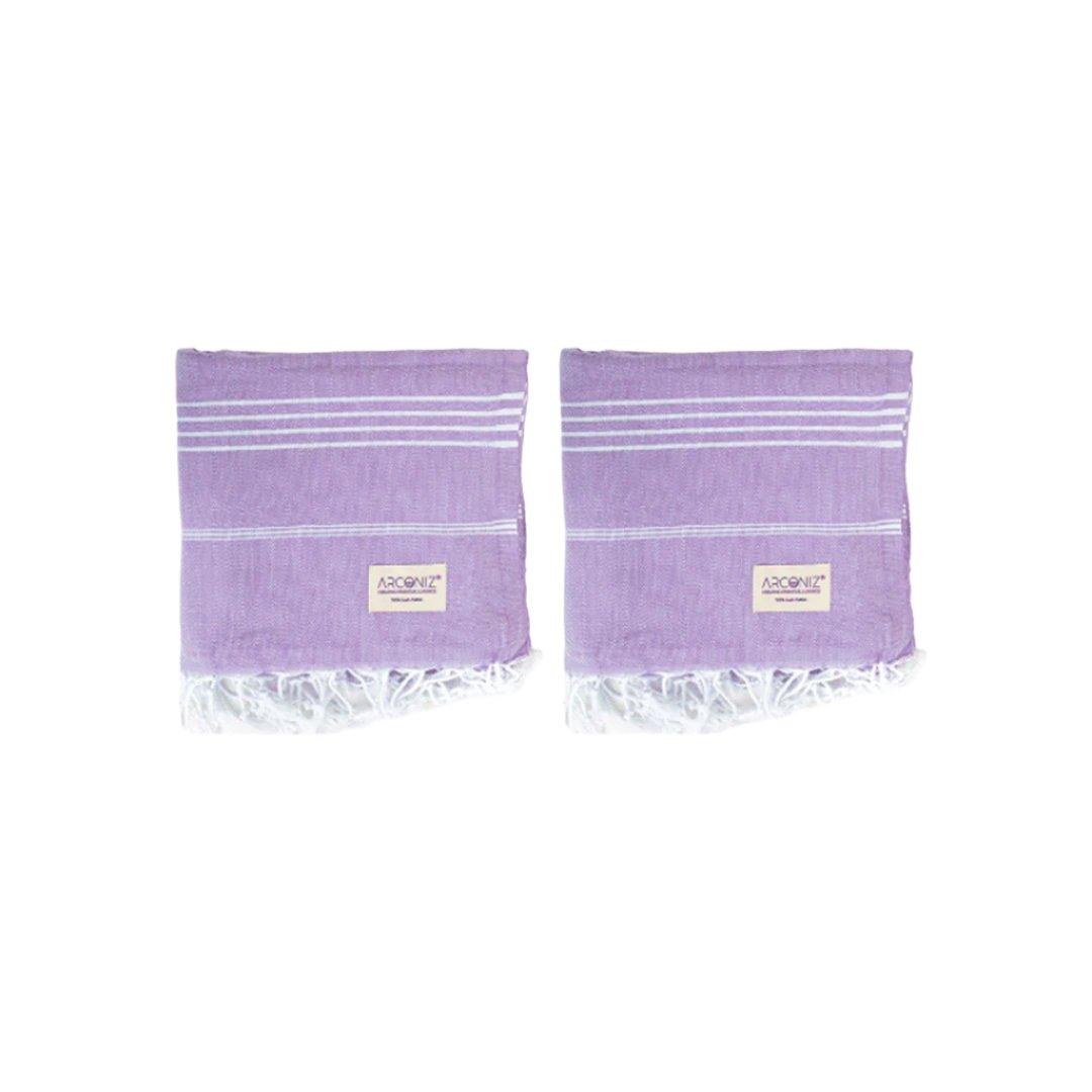 Luxurious Turkish Cotton Beach Towel Set (2 Pack) Lilac - Sul-Pest-285-95175-2S-Lilac - Arconiz