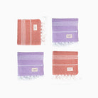 Premium Turkish Cotton Beach Towel Sultan ( Set of 4 Piece ) Purple - Dark Coral - Sul-Pest-285-95175-4S-LL-DC - Arconiz