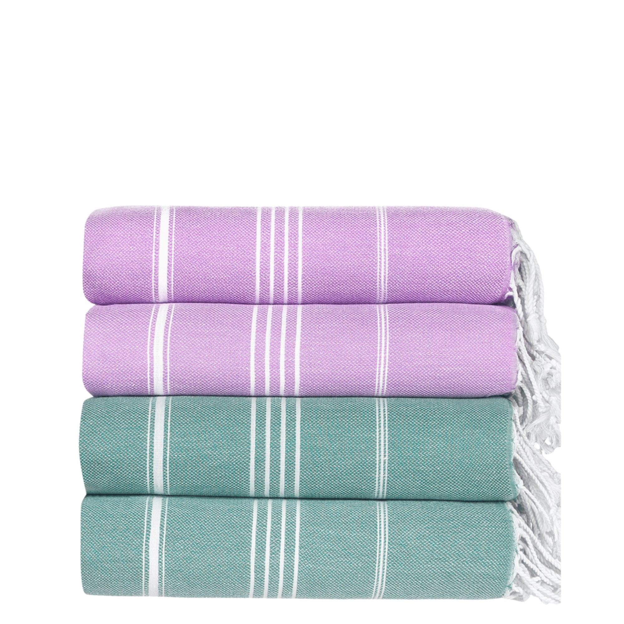 Premium Turkish Cotton Beach Towel Sultan ( Set of 4 Piece ) Purple - Teal - Sul-Pest-285-95175-4S-LL-TL - Arconiz