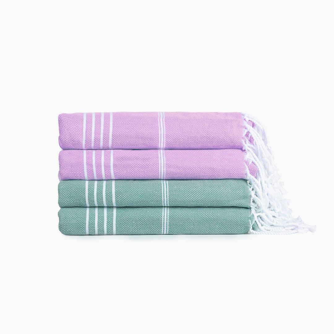 Premium Turkish Cotton Beach Towel Sultan ( Set of 4 Piece ) Purple - Teal - Sul-Pest-285-95175-4S-LL-TL - Arconiz