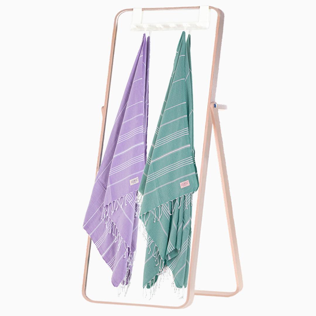 Premium Turkish Cotton Beach Towel Sultan ( Set of 4 Piece ) Purple - Teal - Sul-Pest-285-95175-4S-LL-TL - Arconiz