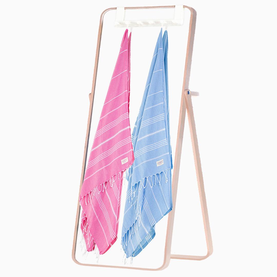 Premium Turkish Cotton Beach Towel Sultan ( Set of 4 Piece ) Light Blue - Pink - Sul-Pest-285-95175-4S-LB-PN - Arconiz