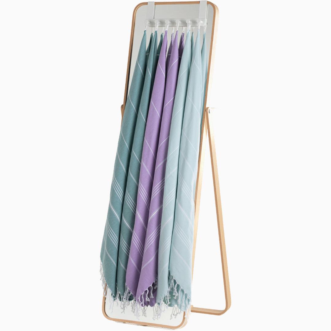 Premium Turkish Cotton Beach Towel Sultan ( Set of 6 Piece ) Purple - Teal - Aqua - Sul-Pest-285-95175-6S-LL-TL-AQ - Arconiz