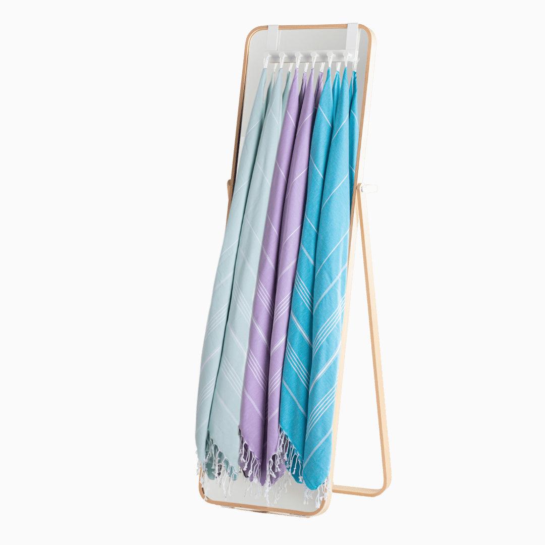 Premium Turkish Cotton Beach Towel Sultan ( Set of 6 Piece ) Aqua - Turquoise - Purple - Sul-Pest-285-95175-6S-AQ-TQ-LL - Arconiz