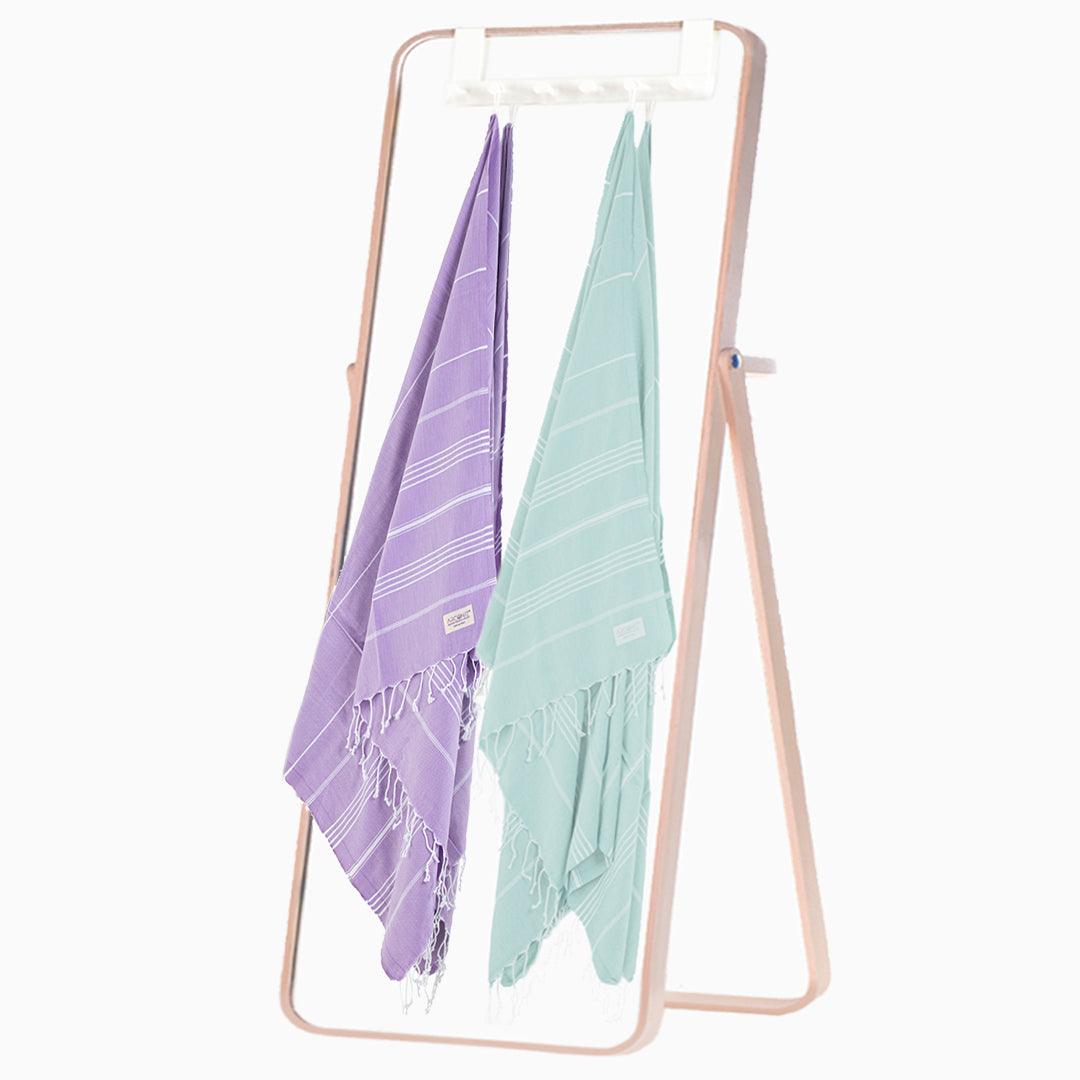 Premium Turkish Cotton Beach Towel Sultan ( Set of 4 Piece ) Aqua - Purple - Sul-Pest-285-95175-4S-AQ-LL - Arconiz